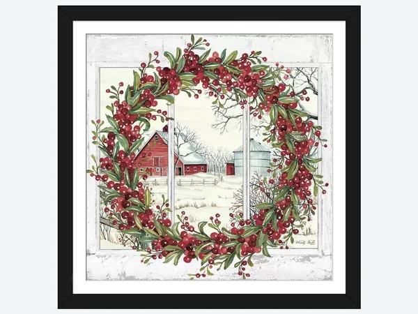 Framed Poster Prints - Winter Barn Window View I by Cindy Jacobs ( scenic & landscapes > Country > Farms > barns