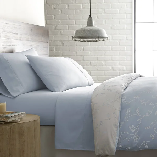 Sweetbrier Luxury Cotton Reversible Duvet Cover and Sham Set - Sand/Sand - King - Cal King