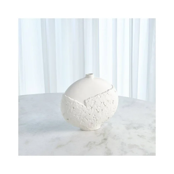 Global Views Asymmetrical Stipple Vase Matte White Large