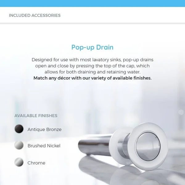 Mr Direct U1414-W-PUD-BN White Undermount Porcelain Bathroom Sink Ensemble, Brushed Nickel