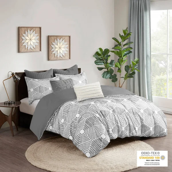 The Curated Nomad Latia Cotton Jacquard Comforter Set - Blush - King - Cal King