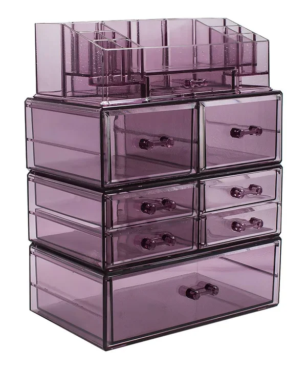 Sorbus Makeup Storage Case Set Large Display Drawers (Purple)