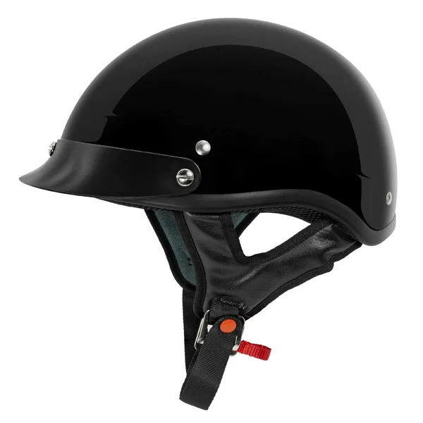 VCAN Cruiser Solid Gloss Black Half Face Motorcycle Helmet (X-Large)