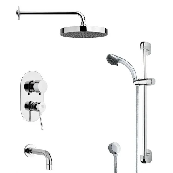 Remer TSR9145 Galiano Round Chrome Tub and Rain Shower Faucet Set