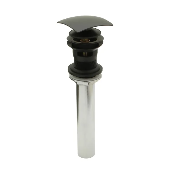 Square Push Style Pop-Up Drain Assembly with Over Flow - Matte Black