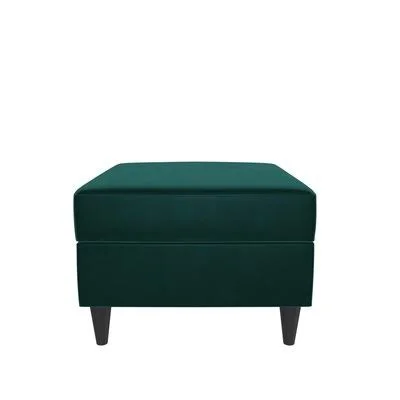 Kaien 24x22 Wide Square Storage Ottoman Mercer41 Body Fabric: Green Velvet