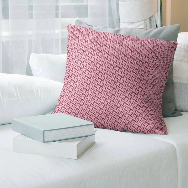 Regular Classic Geometric Ombre Pattern Throw Pillow - 14 x 14 - Pink - Linen