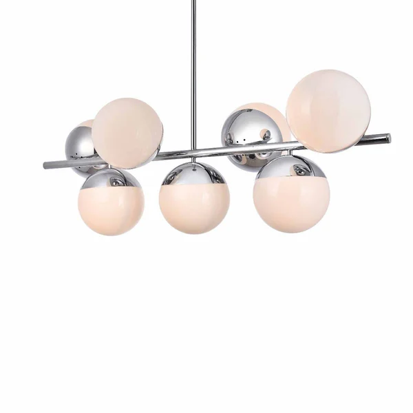 Elegant Eclipse 7-Light Chrome Pendant with Frosted White Glass LD6136C J16X9