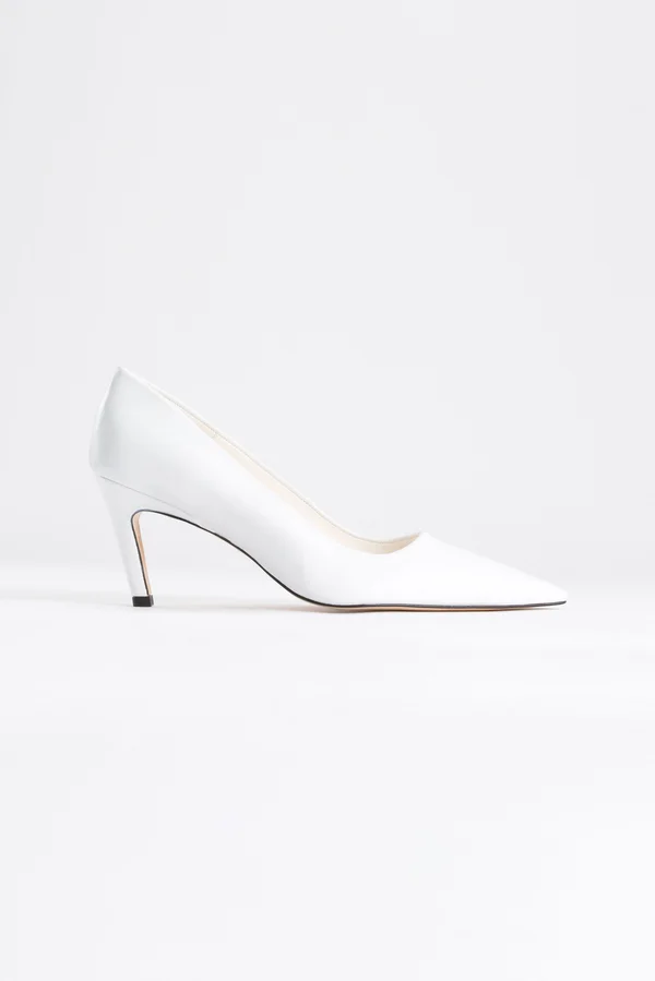 Good American Women's Icon Pump 75 in Leather White - Extended Width/Extra Wide Size 8