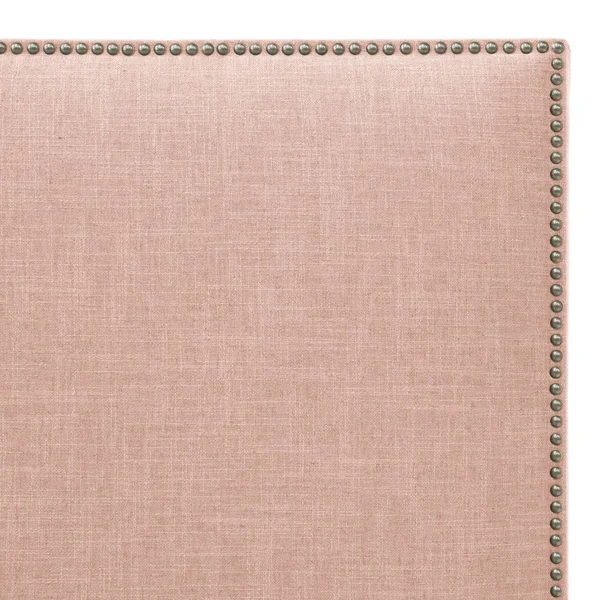 California King Bella Nail Button Border Headboard Rosequartz Linen with Pewter Nailbuttons - Skyline Furniture