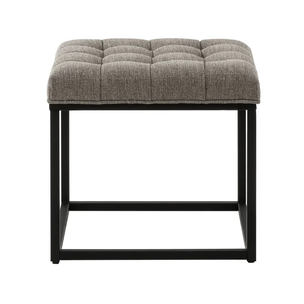 WOVENBYRD 18x22 Square Button Tufted Metal Ottoman - Grey