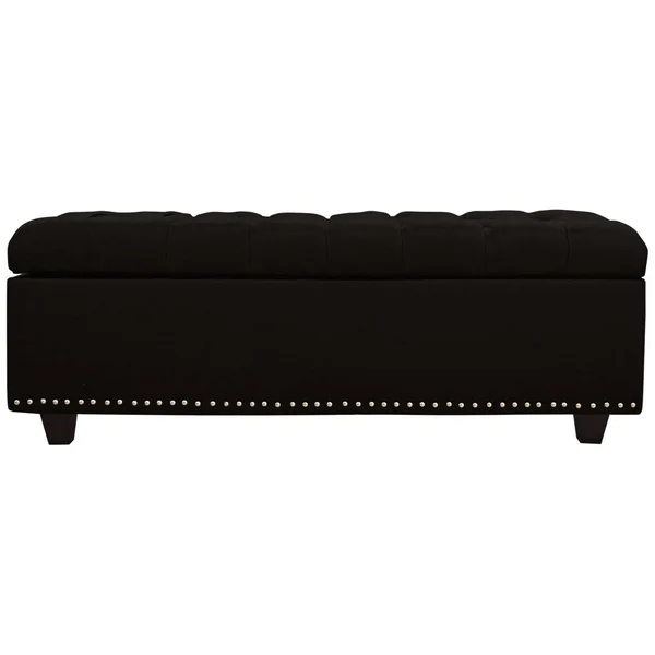 PTM Images Contemporary Grant Black Fabric Tufted Storage Ottoman