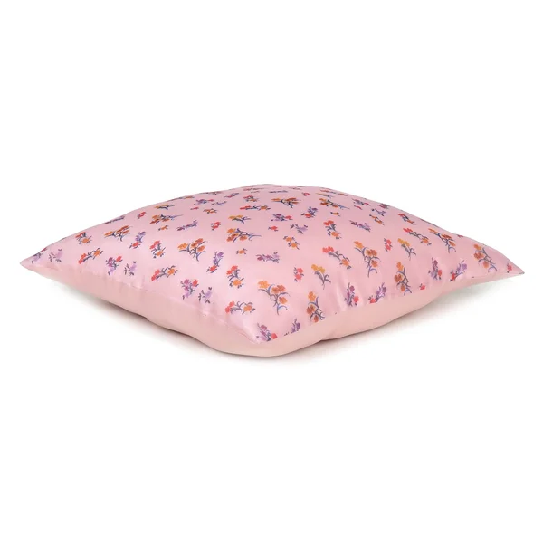 Oussum Home Decor Satin Organza Cushion Cover Decorative Pillow Cover Floral Pillow Case Set of 2 - 18 x 18 - Silver