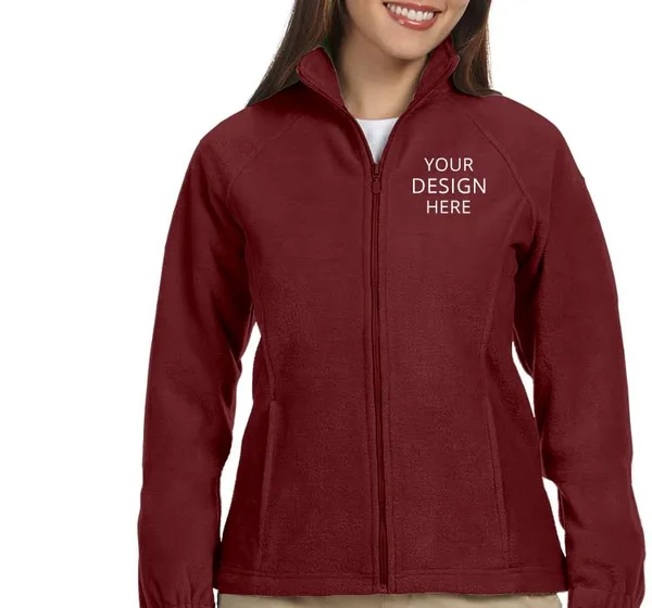 Custom Embroidered Harriton Women's Ladies 8 oz. Full-Zip Fleece - Size: Xs, Wine