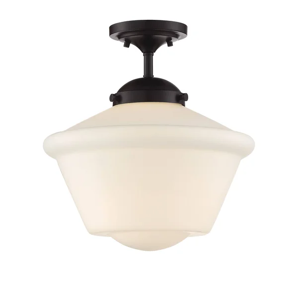 Trade Winds Schoolhouse Semi-Flush Ceiling Light with Opal Glass, Oil Rubbed Bronze