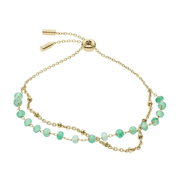 Fossil Women's Modern Meadows Jade Beaded Bracelet - Gold
