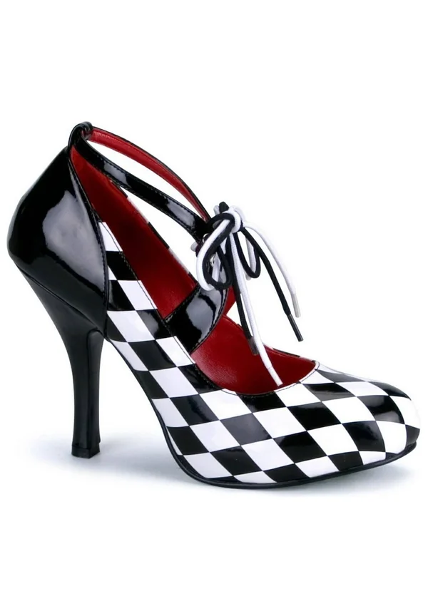 Funtasma - HARLEQUIN-03 10, Black-White Patent-Checkers