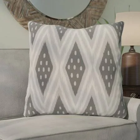 Bungalow Rose Sabrina Geometric Print Outdoor Pillow, Gray