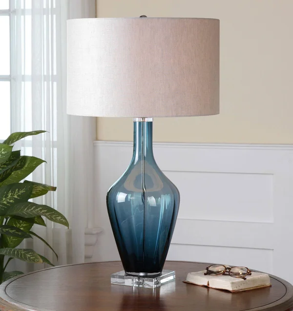 Uttermost 26191-1 Hagano Blue Glass Table Lamp
