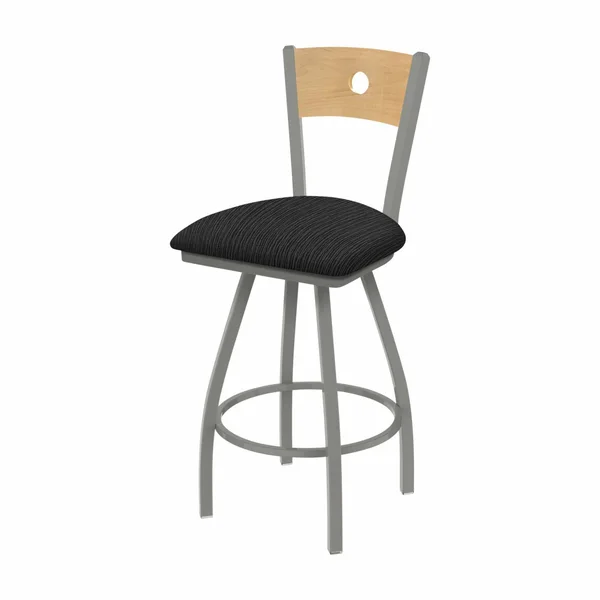 XL 830 Voltaire 30x22 Bar Stool with Anodized Nickel Finish, Axis Truffle SEAT, Medium Maple BACK, and 360 Swivel