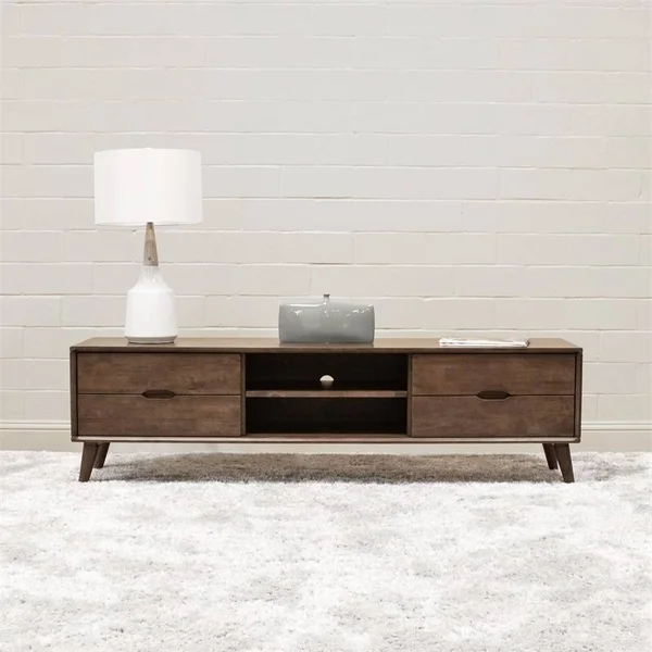 Allora Mid Century Modern Wood TV Stand in Brown Walnut