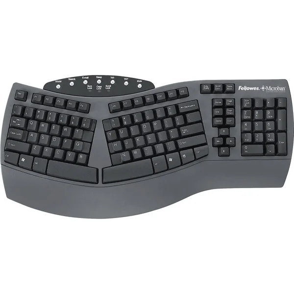 Fellowes Microban Split Design Keyboard, Black