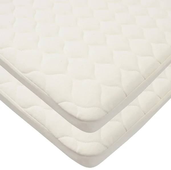 TL Care Waterproof Quilted Porta/Mini-Crib Size Fitted Mattress Cover Made with Organic Cotton Top Layer - Natural Color, 2 Pack