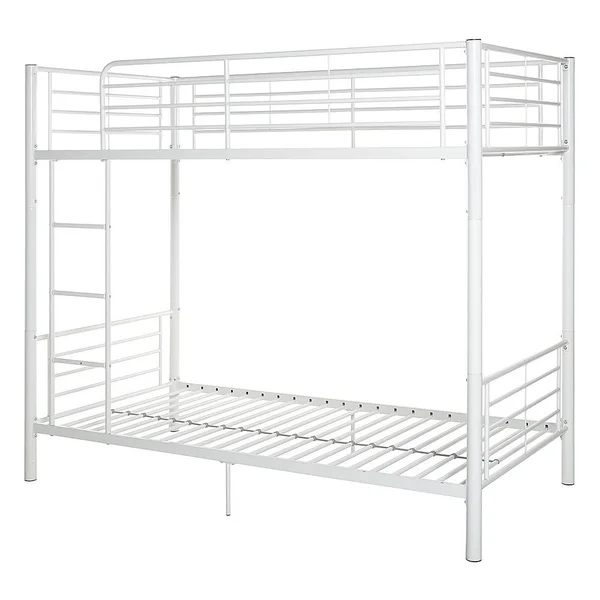 Walker Edison - Premium Metal Twin Over Twin Bunk Bed - White