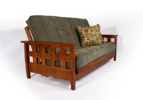 Lambton Warm Cherry Twin Chair Wall Hugger Futon Frame by Strata Furniture