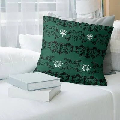 New York Fly Football Baroque Square Pillow Cover East Urban Home Color: Green/Black/White - Size: 20x22 x 20