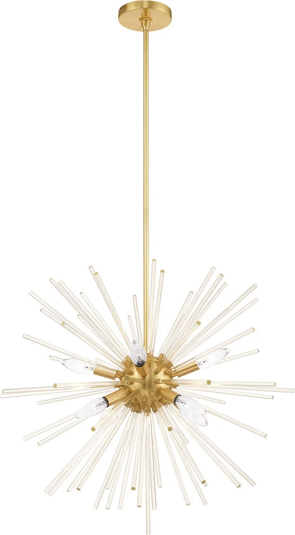 Livex Lighting 41256-12 Utopia 8-Light Pendant Chandelier, Satin Brass