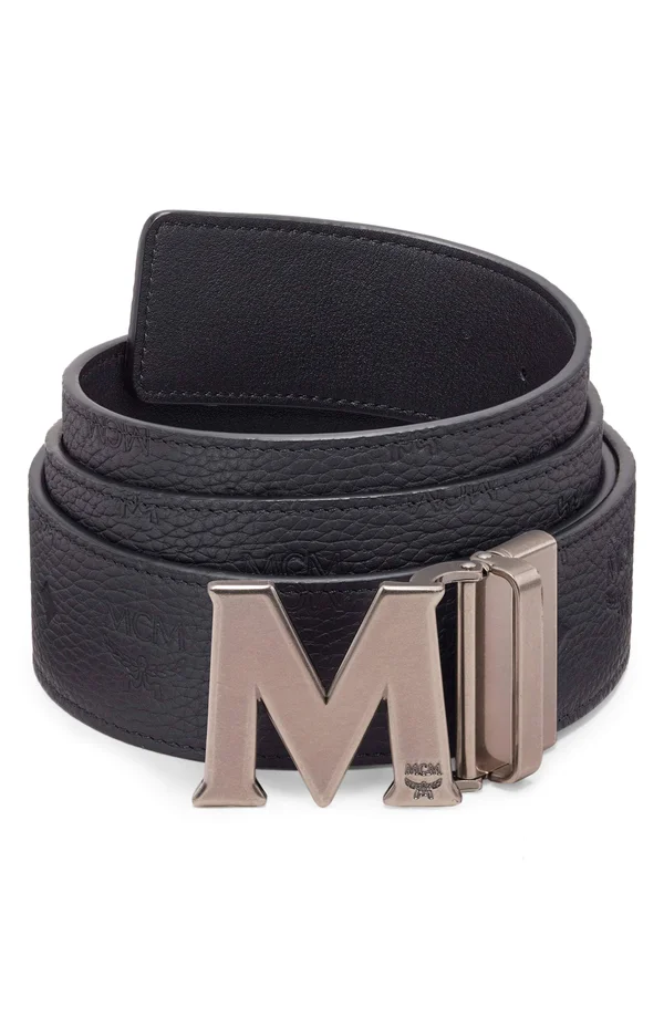 Men's MCM Claus Reversible Leather Belt Black
