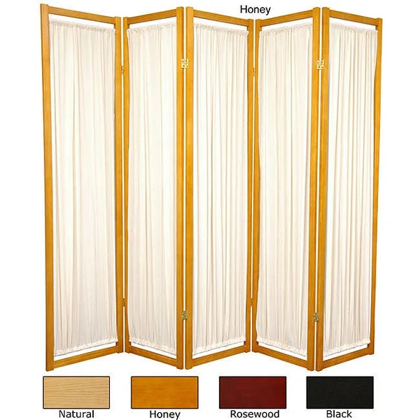 Oriental Furniture 6 ft. Tall Helsinki Shoji Screen - 5 Panel - Black