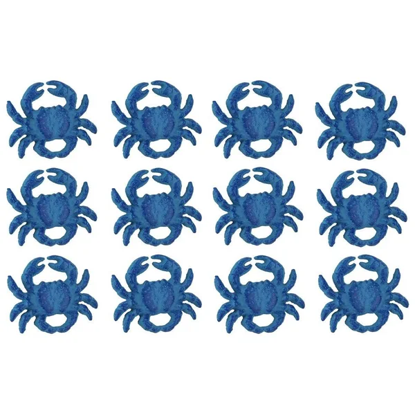 Set of 12 Distressed Finish Coastal Blue Cast Iron Crab Drawer Pulls