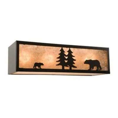 Bear Nature 4 Vanity Light Wall Sconce Steel Partners Finish: Old Iron, Shade Color: Amber Mica