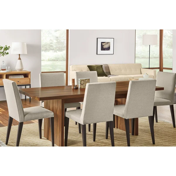 Room & Board, Modern Ava Side Chair in Gino Oatmeal w/ Charcoall Legs Brown White - Fade-resistant Fabric