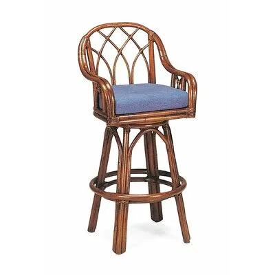 Edgewater 24x22 Swivel Counter Stool Braxton Culler Frame Color: Black - Upholstery Color: Gray and White Performance Stripe; 026