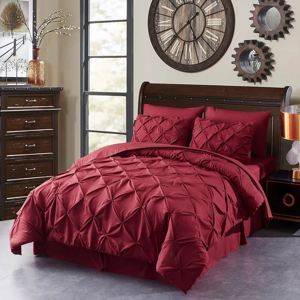 6/8 Piece Pintuck Comforter Set T/Q/K/Cal King - White - Queen