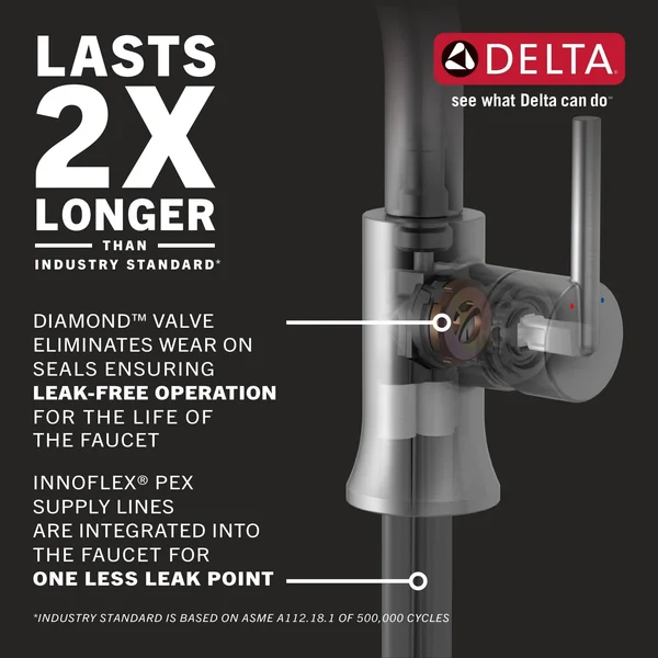 Delta Faucet 543-SSLPU-DST Trillian Handle Bathroom Faucet Single Hole, Stainless
