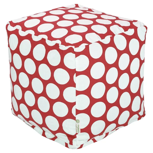 Majestic Home Goods Red Hot Large Polka Dot Cube, Small