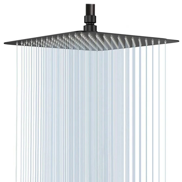 GGStudy 16 inch Square Stainless Steel Shower Head Rain Style Oil-Rubbed Bronze