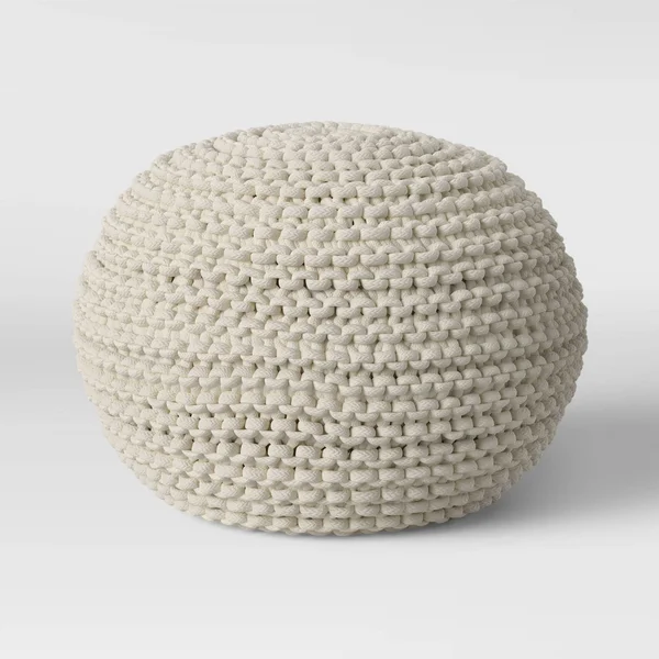 Cloverly Chunky Knit Pouf Cream - Threshold