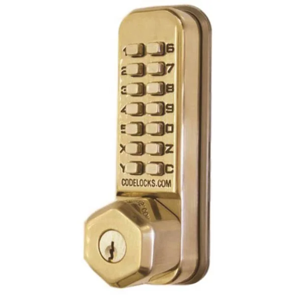 Codelocks CL210K-PB Mechanical Lockset - polished Brass, Knob