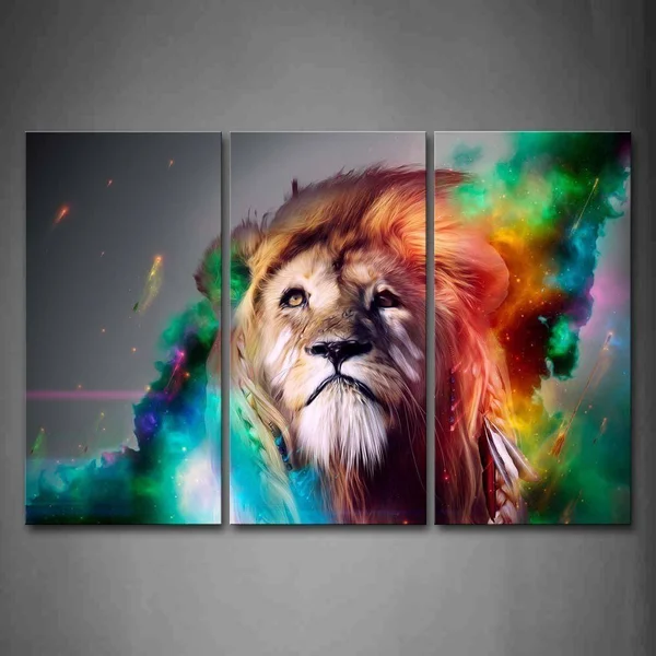 Firstwallart Colorful Lion Artistic Wall Art Painting The Picture Print on Canvas Animal Pictures for Home Decor Decoration Gift