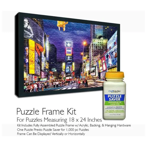 Jigsaw Puzzle Frame Kit - Featuring Craft Medley Puzzle Glue, Black