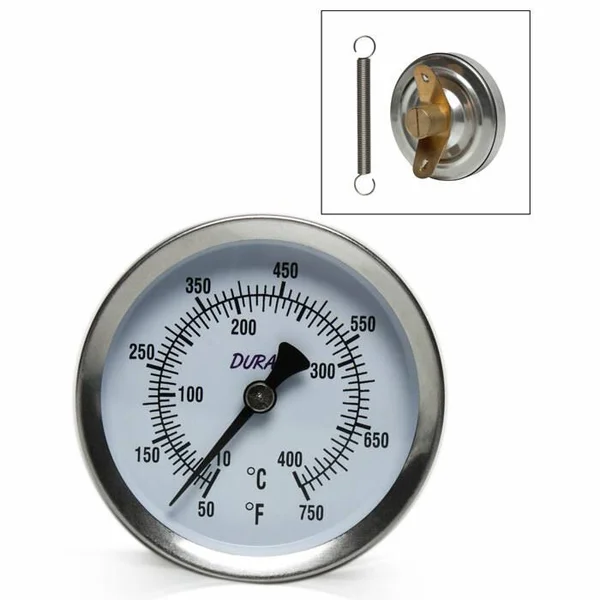 Bel-Art H-B DURAC Bi-Metallic Surface Temperature Thermometer; 10/400C (50/750F) - 50mm (2 in.) Dial, Single Thin Spring 61320-30