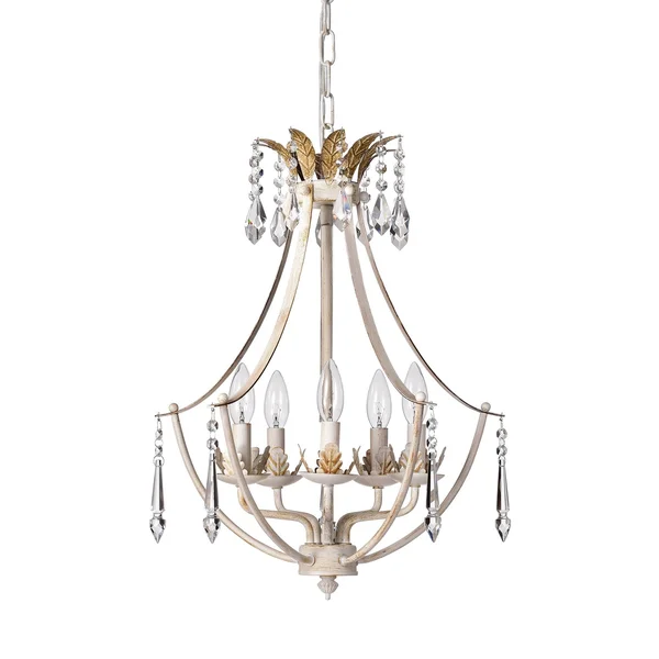 Edvivi 5-Light Antique White and Antique Gold Crystal Chandelier