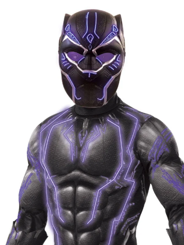 Rubies Costume Boy's Black Panther Deluxe Small Boys Light Up Costume - Black/Purple Rush, M