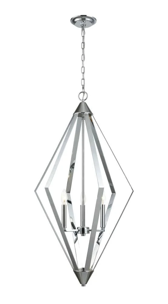 3 Light Chrome Pendant - 37 Inches Tall 105526