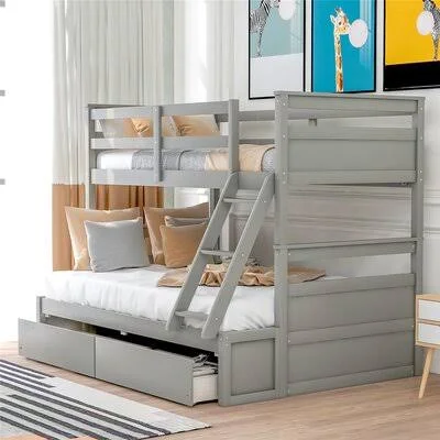 Gardena Twin Over Full 2 Drawer Standard Bunk Bed by Harriet Bee Harriet Bee Bed Frame Color: Gray
